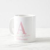 Gepersonaliseerde minimale monogram bruidsmeisje koffiemok (Voorkant links)