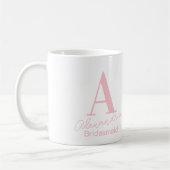 Gepersonaliseerde minimale monogram bruidsmeisje koffiemok (Links)