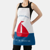 Gepersonaliseerde minimale nautische zomerhuis schort (Insitu)