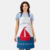 Gepersonaliseerde minimale nautische zomerhuis schort (Gedragen)