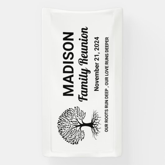 Gepersonaliseerde minimale witte familiereünie spandoek (Verticaal)