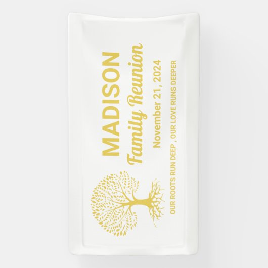 Gepersonaliseerde minimale witte familiereünie spandoek (Verticaal)