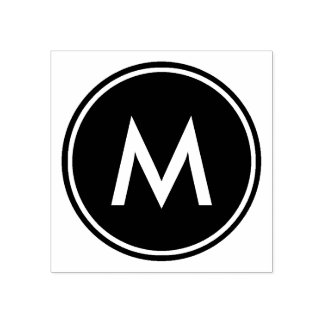 Gepersonaliseerde minimale witte monogram zwarte c rubberstempel