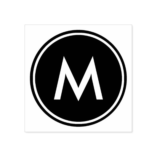 Gepersonaliseerde minimale witte monogram zwarte c rubberstempel (Afrduk)