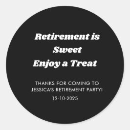 Gepersonaliseerde Minimale Zwarte Pensioen partij Ronde Sticker