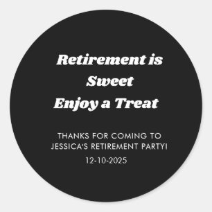 Gepersonaliseerde Minimale Zwarte Pensioen partij  Ronde Sticker