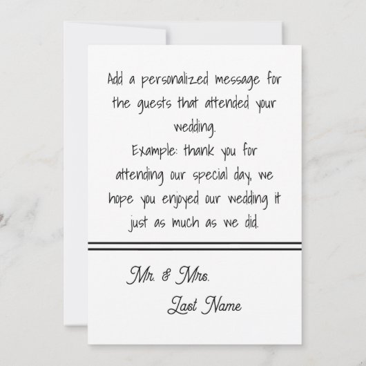 Gepersonaliseerde minimalistisch Bedankt voor je b (Achterkant)