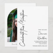 Gepersonaliseerde Minimalistische Afstudeerdata Save The Date (Voorkant / Achterkant)