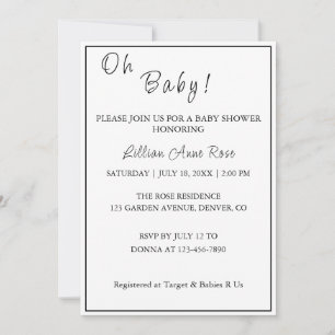 Gepersonaliseerde minimalistische B&W Oh Baby! dou Kaart
