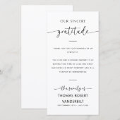 Gepersonaliseerde minimalistische begrafenis bedan bedankkaart (Voorkant / Achterkant)