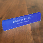 Gepersonaliseerde minimalistische blauwe jouw naam naambordje (Zijkant)