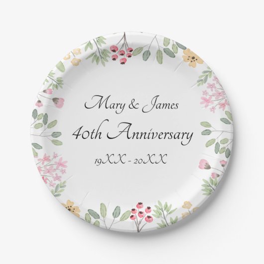 Gepersonaliseerde minimalistische bloemenfeest Wat Papieren Bordje (Voorkant)