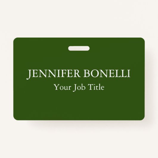 Gepersonaliseerde minimalistische bosgroen aangepa badge (Voorkant)