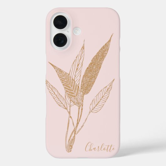 Gepersonaliseerde  minimalistische botanische roze Case-Mate iPhone case (Achterkant)