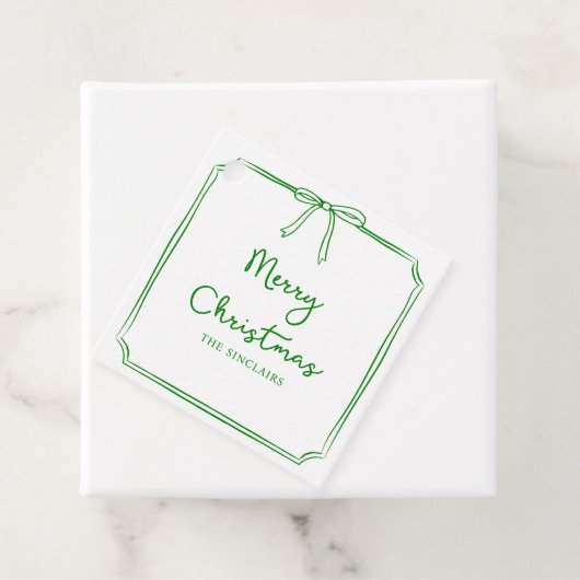 Gepersonaliseerde Minimalistische Bow Design Kerst Bedankjes Labels (In situ)