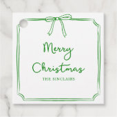 Gepersonaliseerde Minimalistische Bow Design Kerst Bedankjes Labels (Voorkant)