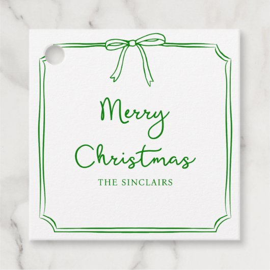 Gepersonaliseerde Minimalistische Bow Design Kerst Bedankjes Labels (Voorkant)