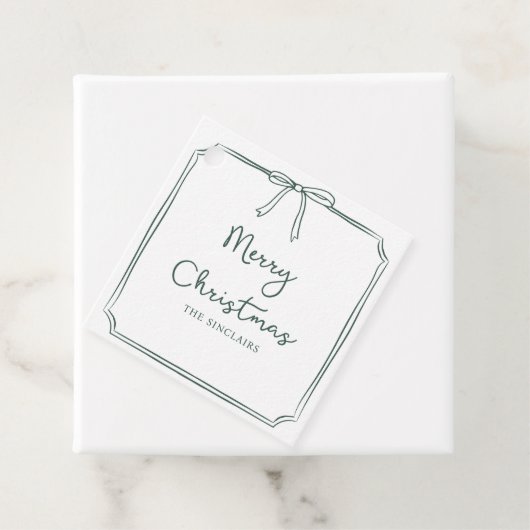 Gepersonaliseerde Minimalistische Bow Design Kerst Bedankjes Labels (In situ)
