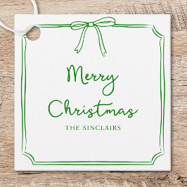 Gepersonaliseerde Minimalistische Bow Design Kerst Bedankjes Labels