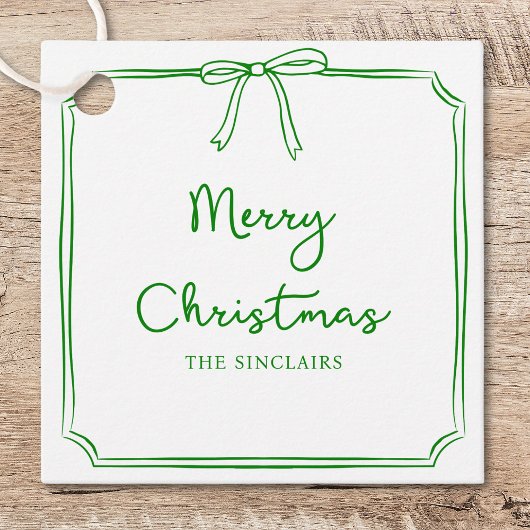 Gepersonaliseerde Minimalistische Bow Design Kerst Bedankjes Labels