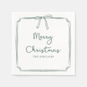 Gepersonaliseerde Minimalistische Bow Design Kerst Servet (Voorkant)