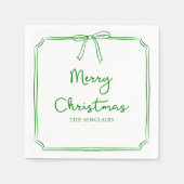 Gepersonaliseerde Minimalistische Bow Design Kerst Servet (Voorkant)