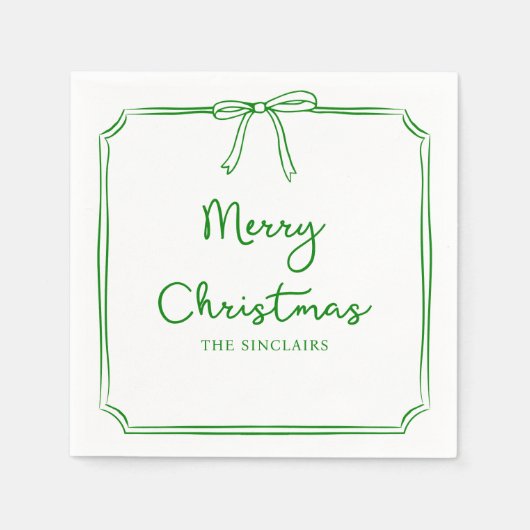 Gepersonaliseerde Minimalistische Bow Design Kerst Servet (Voorkant)
