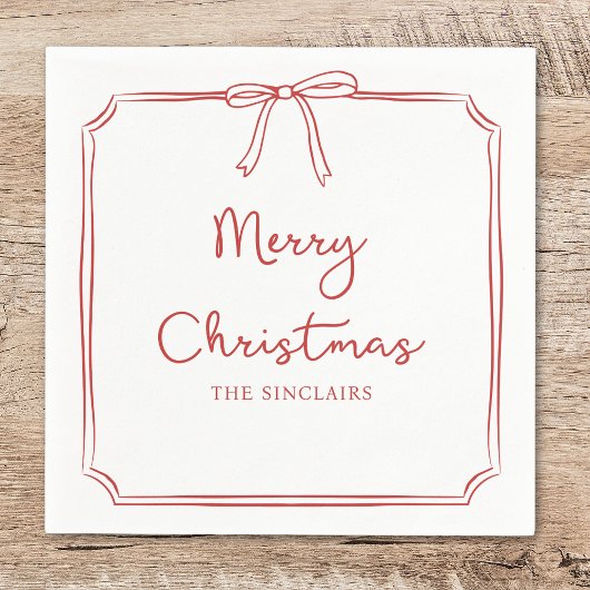 Gepersonaliseerde Minimalistische Bow Design Kerst Servet