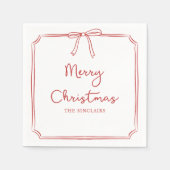 Gepersonaliseerde Minimalistische Bow Design Kerst Servet (Voorkant)