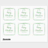Gepersonaliseerde Minimalistische Bow Design Kerst Vierkante Sticker (Vel)