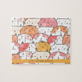 Gepersonaliseerde Minimalistische Cat Sinaasappel Legpuzzel