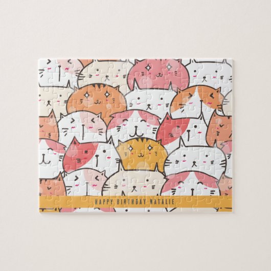 Gepersonaliseerde Minimalistische Cat Sinaasappel Legpuzzel (Horizontaal)