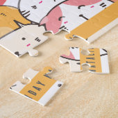 Gepersonaliseerde Minimalistische Cat Sinaasappel Legpuzzel (Zijkant)