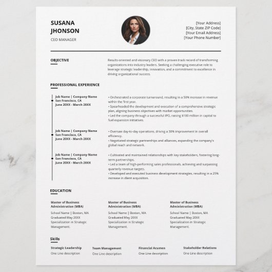 Gepersonaliseerde minimalistische Clean Resume-Sja (Voorkant)