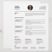 Gepersonaliseerde minimalistische Clean Resume-Sja (Voorkant / Achterkant)