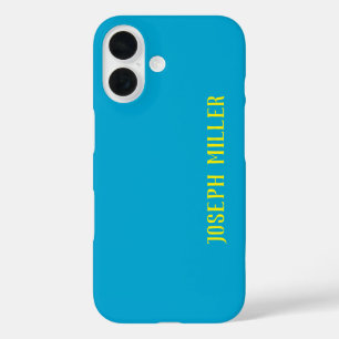 Gepersonaliseerde minimalistische, elegante blauw  iPhone 16 hoesje