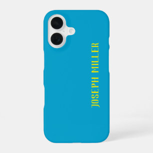 Gepersonaliseerde minimalistische, elegante blauw  iPhone 16 hoesje