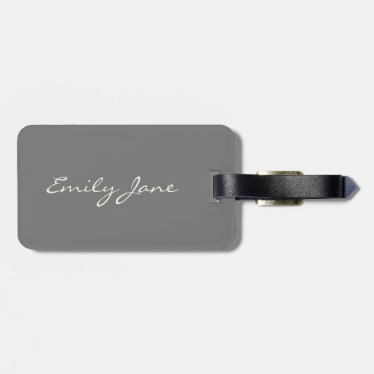 Gepersonaliseerde minimalistische elegante scriptb bagagelabel (Achterkant horizontaal)