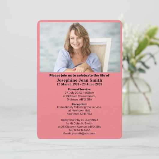 Gepersonaliseerde minimalistische foto Uitvaart Kaart (Staand voorkant)