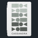 Gepersonaliseerde minimalistische geometrische zwa iPad pro cover<br><div class="desc">Bescherm uw iPad in stijl met deze slanke, minimalistische hoes met een modern geometrisch ontwerp in monochrome tinten. Perfect voor liefhebbers van schone, hedendaagse esthetiek, deze aanpasbare hoes bevat een verscheidenheid aan vormen in een gradiënt van licht tot donkergrijs, waardoor een verfijnde look ontstaat. Voeg jouw naam toe voor een...</div>