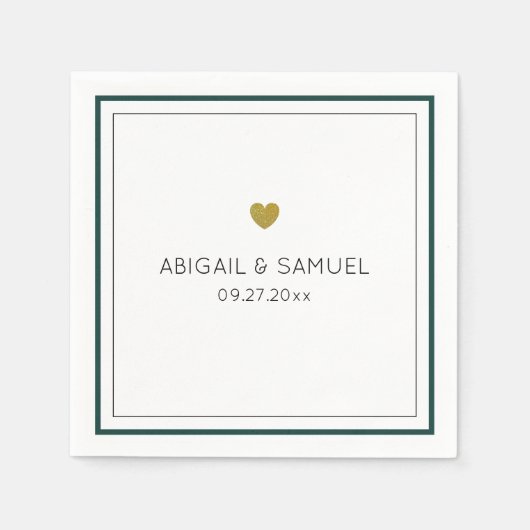 Gepersonaliseerde minimalistische groene witte bru servet (Voorkant)