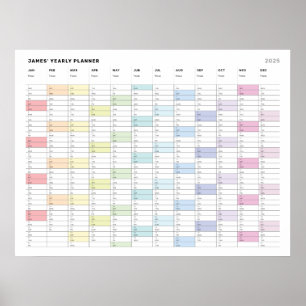 Gepersonaliseerde Minimalistische Jaarplanner Kale Poster