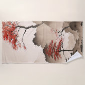 GEPERSONALISEERDE minimalistische Japanse kustlijn Strandlaken (Voorkant)