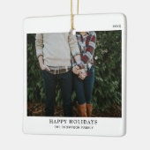 Gepersonaliseerde minimalistische kerstfoto keramisch ornament (Links)