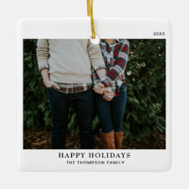Gepersonaliseerde minimalistische kerstfoto keramisch ornament