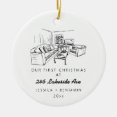 Gepersonaliseerde Minimalistische Klassieke Nieuwe Keramisch Ornament (Voorkant)