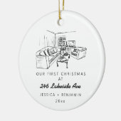 Gepersonaliseerde Minimalistische Klassieke Nieuwe Keramisch Ornament (Links)