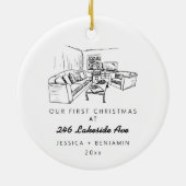 Gepersonaliseerde Minimalistische Klassieke Nieuwe Keramisch Ornament (Achterkant)