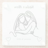 Gepersonaliseerde minimalistische lesbische lijn k glazen onderzetter (Achterkant)