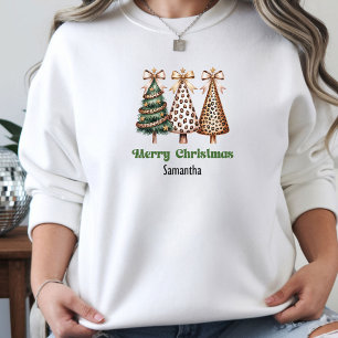 Gepersonaliseerde Minimalistische Luipaard Kerstbo Hoodie